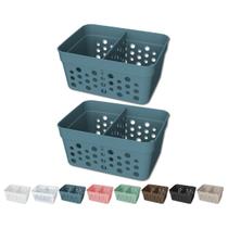 Kit 2 Cesto Organizador Trama Rattan c/ Divisória Removível Kit 2 Cesto Organizador Trama Rattan c/ Divisória Removível