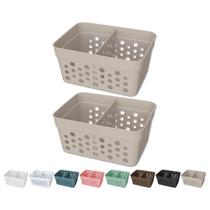 Kit 2 Cesto Organizador Trama Rattan c/ Divisória Removível