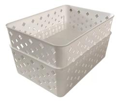 Kit 2 cesto organizadores premium branco