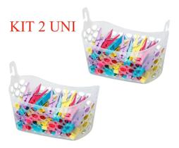 KIT 2 Cesto P/ Prendedores Plástico Casar Fit Cristal 898