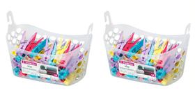 Kit 2 Cesto P/ Prendedores Pregadores Plástico Sanremo 1,6L