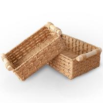 kit 2 Cesto Veredas Cesta de Palha Seagrass de milho Organizador Retangular com Tampa Alça Pequeno Medio Grande vime