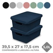 Kit 2 Cestos Caixa Organizadora c/ Tampa 28x19 5L Gaveta Armário Organização de Casa Lavanderia Kit 2 Cestos Caixa Organizadora c/ Tampa 28x19 5L Gaveta Armário Organização de Casa Lavanderia