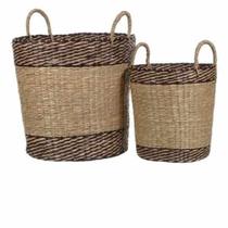 Kit 2 Cestos Decorativos Seagrass Terracota 50x39x39 - Fibra Natural