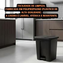 Kit 2 Cestos Lixeira com Pedal Escritório Banheiro Cozinha Multiuso Domestico Corporativo Coleta Higiênica de Resíduos Organização Limpeza 16L Preta