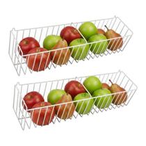 Kit 2 Cestos Multiuso Aramado Fruteira de Parede 47,5cm com Divisória Branco N6