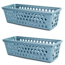 Kit 2 Cestos Multiuso Comprido Retangular Cinza 28x11x8 Cm 123Organizei