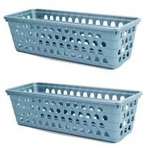 Kit 2 Cestos Multiuso Comprido Retangular Cinza 28x11x8 Cm 123Organizei