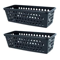 Kit 2 Cestos Multiuso Comprido Retangular Preto 28x11x8 Cm 123Organizei