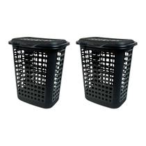 Kit 2 Cestos Multiuso de Roupas e Brinquedos Cor Preto 60l