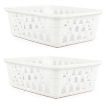 Kit 2 Cestos Multiuso Organizador Médio Branco 20x15,5x6,5Cm Kit 2 Cestos Multiuso Organizador Médio Branco 20x15,5x6,5Cm