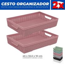 Kit 2 Cestos Organizador Armário Gaveta Lavanderia G 45x32