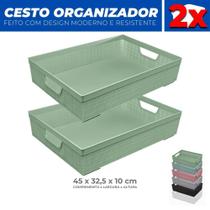 Kit 2 Cestos Organizador Armário Gaveta Lavanderia G 45x32