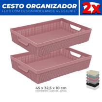 Kit 2 Cestos Organizador Armário Gaveta Lavanderia G 45x32 Kit 2 Cestos Organizador Armário Gaveta Lavanderia G 45x32