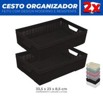 Kit 2 Cestos Organizador Armário Gaveta Lavanderia M 33x23