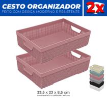 Kit 2 Cestos Organizador Armário Gaveta Lavanderia M 33x23