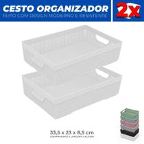 Kit 2 Cestos Organizador Armário Gaveta Lavanderia M 33x23