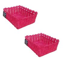 Kit 2 Cestos Organizador De Croche Retangular 26 x 18cm