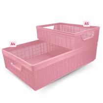 Kit 2 Cestos Organizador Juta Multiuso A4 + A5 Rosê Jaguar