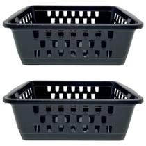Kit 2 Cestos Organizador Médio 1400 Ml Preto 20X15X6Cm 1948