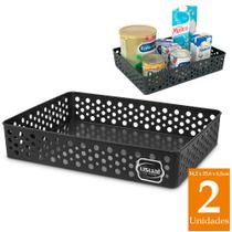 Kit 2 cestos organizador multiuso grande armário cozinha gaveta quarto infantil guarda roupa closet