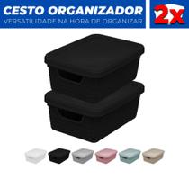 Kit 2 Cestos Organizador Tampa Armário Gaveta Multiuso 19x13