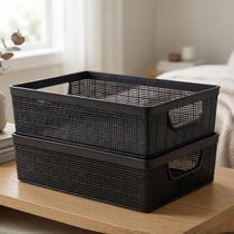 Kit 2 Cestos Organizadores 5,2 Litros Multiuso Preto Jaguar
