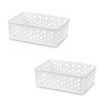 Kit 2 Cestos Organizadores Decorativos Multiuso P Branco Kit 2 Cestos Organizadores Decorativos Multiuso P Branco