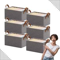 Kit 2 Cestos Organizadores Dobráveis 25L com Alça Caixa Multiuso para Guarda-Roupa Gavetas Lavanderia e Brinquedos Estru