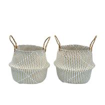 Kit 2 cestos organizadores multiuso decorativo branco seagrass - Oikos Kit 2 cestos organizadores multiuso decorativo branco seagrass - Oikos