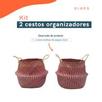 Kit 2 cestos organizadores multiuso decorativo vermelho seagrass - Oikos