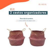 Kit 2 cestos organizadores multiuso decorativo vermelho seagrass - Oikos Kit 2 cestos organizadores multiuso decorativo vermelho seagrass - Oikos