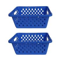 Kit 2 Cestos Organizadores Pequeno 800 ML Azul 16x12x6cm Kit 2 Cestos Organizadores Pequeno 800 ML Azul 16x12x6cm
