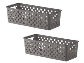 Kit 2 cestos organizadores quadratta 27x11x8cm paramount