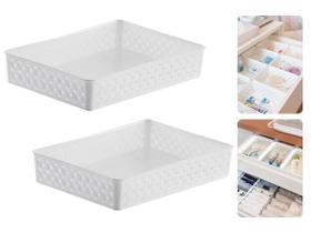 Kit 2 Cestos Organizadores Rattan Armário Gaveta Multiuso G