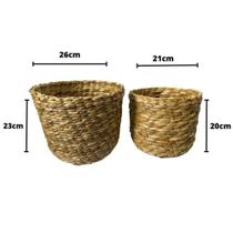 Kit 2 Cestos Vasos Cachepot Taboa Dura Decoração Interiores Kit 2 Cestos Vasos Cachepot Taboa Dura Decoração Interiores