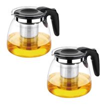 kit 2 Chaleira chá ervas de vidro com infusor aço inox 900ml