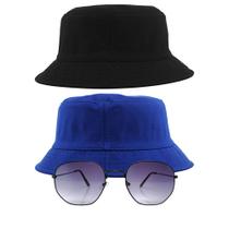 Kit 2 Chapéu Bucket Hat E Oculos De Sol Hexagonal Preto MD-04 - Odell Vendas OnLine