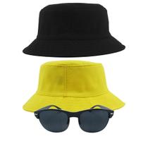 Kit 2 Chapéus Bucket Hat E Oculos De Sol Oval Armação De Metal MD-13 - Odell Vendas OnLine