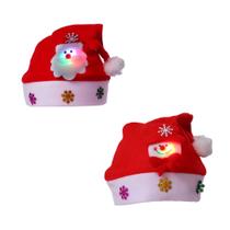Kit 2 Chapéus Natal Papai Noel e Boneco de Neve Touca LED Luzes