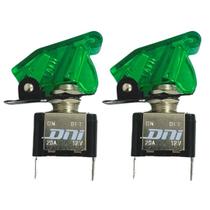 Kit 2 Chave Botão Liga Desliga 2 Posições 12V Capa Verde Led Kit 2 Chave Botão Liga Desliga 2 Posições 12V Capa Verde Led