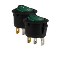 Kit 2 chave gang.3polos redonda 6a on-off verde