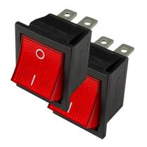 Kit 2 chave gangorra 16a 4polos on-off vermelha