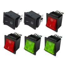 Kit 2 chave gangorra on/off 4 polos 16a-250v vm +2 pt + 2 vd Kit 2 chave gangorra on/off 4 polos 16a-250v vm +2 pt + 2 vd