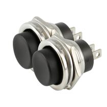 Kit 2 chave push button sem trava 2 polos metálica 13mm painel elétrico