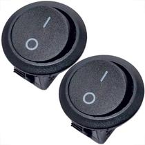 Kit 2 chaves botão tic tac redonda preta on/off liga desliga 2 posições 2 terminais 10a