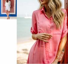 kit 2 Chemise Camisão Max Camisa Manga Longa Lisa Saída de Praia