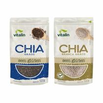 Kit 2 Chia Vitalin: Grãos Preta, Grãos Branca