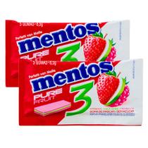 Kit 2 Chiclete Mentos Pure Fruit Sem Açúcar 8,5g com 5 Unidades