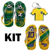 Kit 2 Chinelos Bebe Menino + Chaveiro Futebol 2026 Mb-066-067